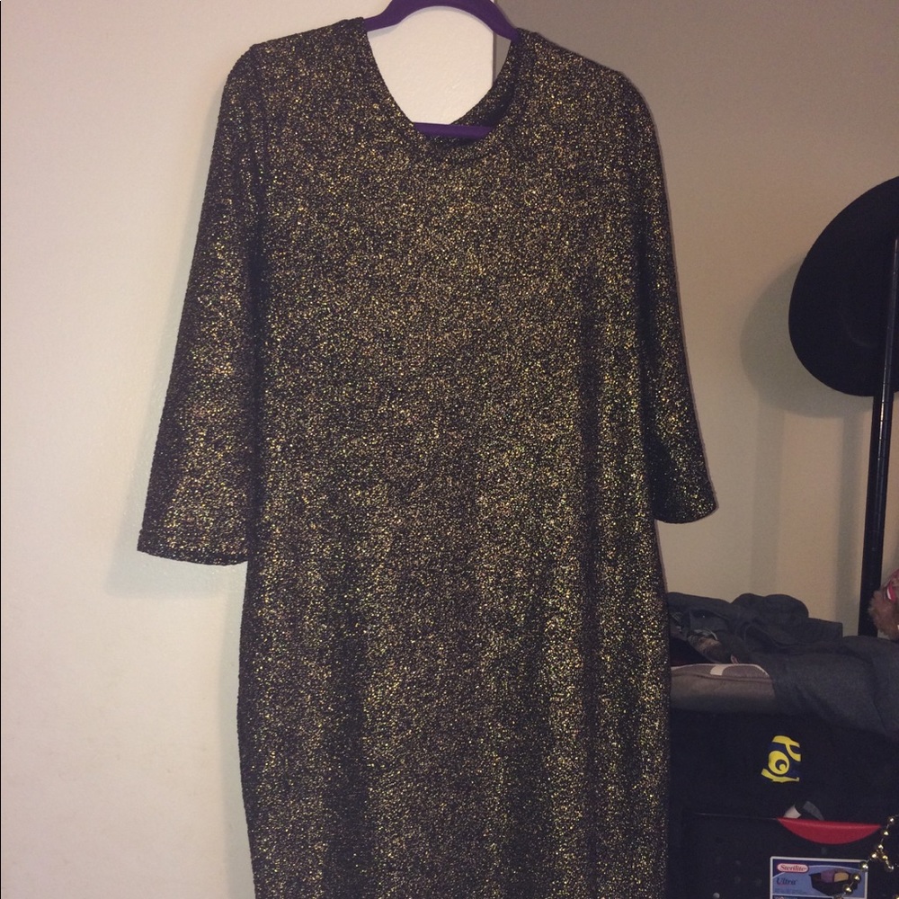 Gold metallic night out dress